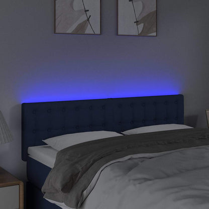 Testiera a LED Blu 144x5x78/88 cm in Tessuto