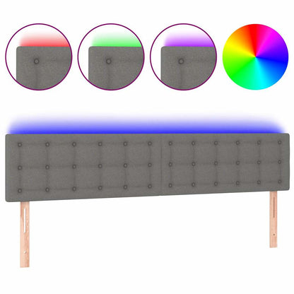 Testiera a LED Grigio Scuro 160x5x78/88 cm in Tessuto