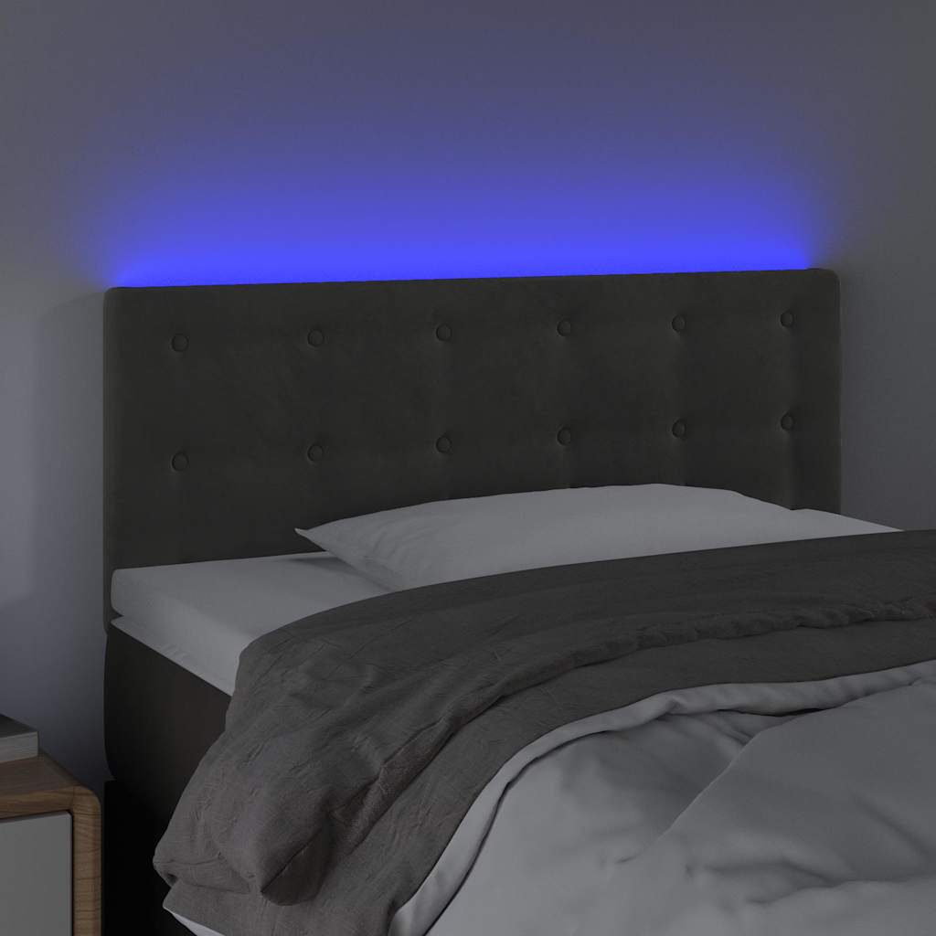 Testiera a LED Grigio Scuro 90x5x78/88 cm in Velluto
