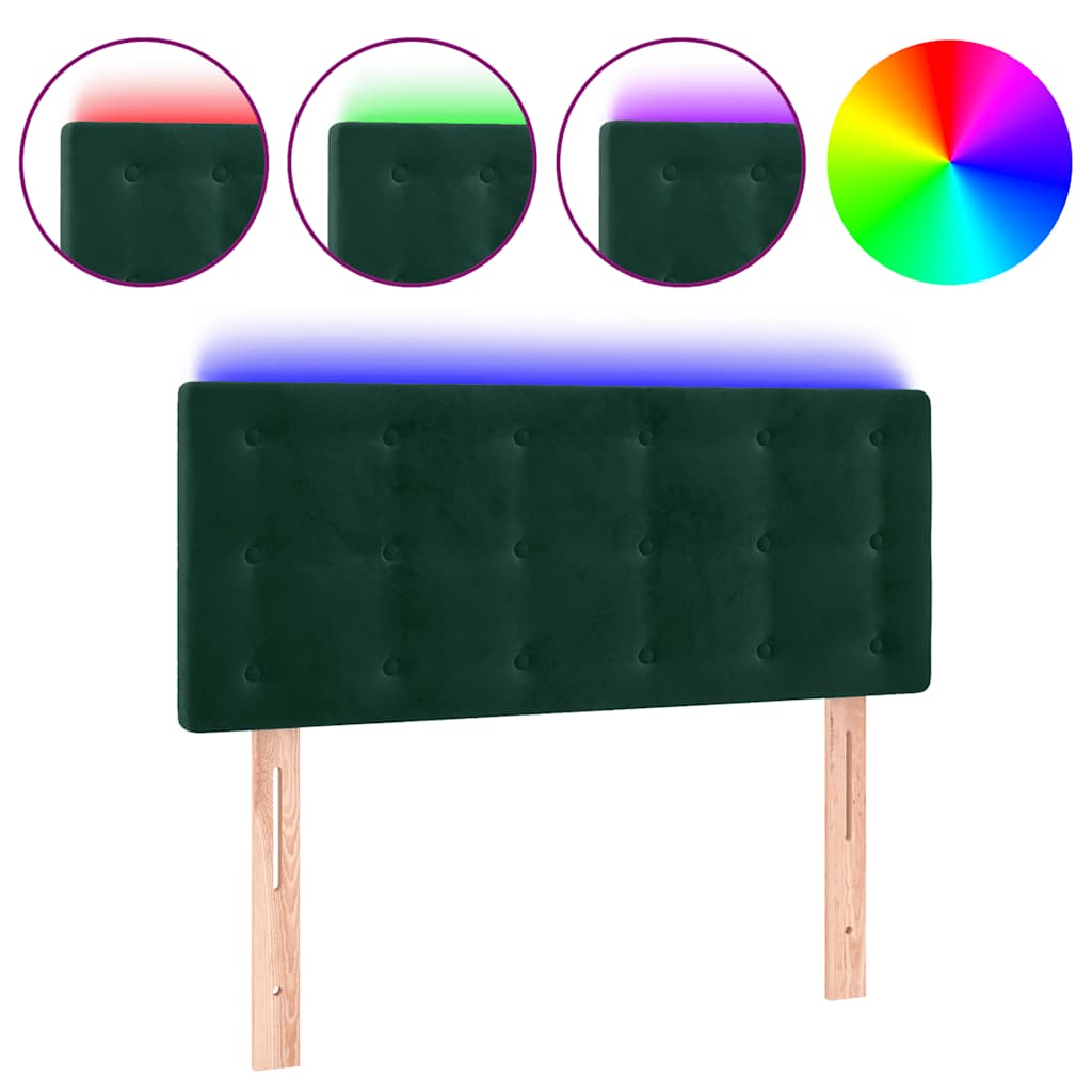 Testiera a LED Verde Scuro 100x5x78/88 cm in Velluto | homemem39