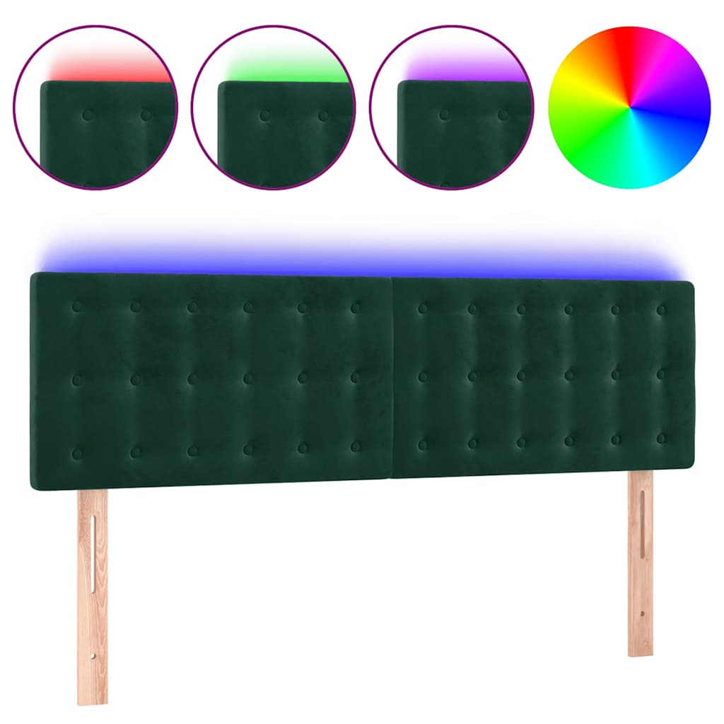 Testiera a LED Verde Scuro 144x5x78/88 cm in Velluto | homemem39