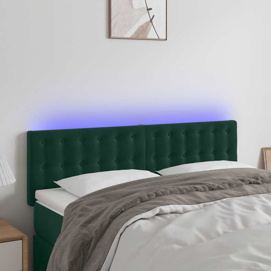 Testiera a LED Verde Scuro 144x5x78/88 cm in Velluto | homemem39