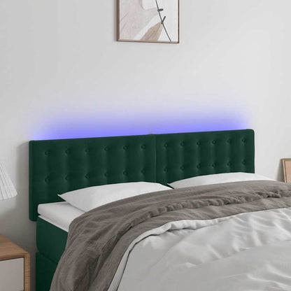 Testiera a LED Verde Scuro 144x5x78/88 cm in Velluto | homemem39