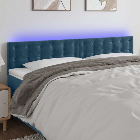 Testiera a LED Blu scuro 160x5x78/88 cm in Tessuto