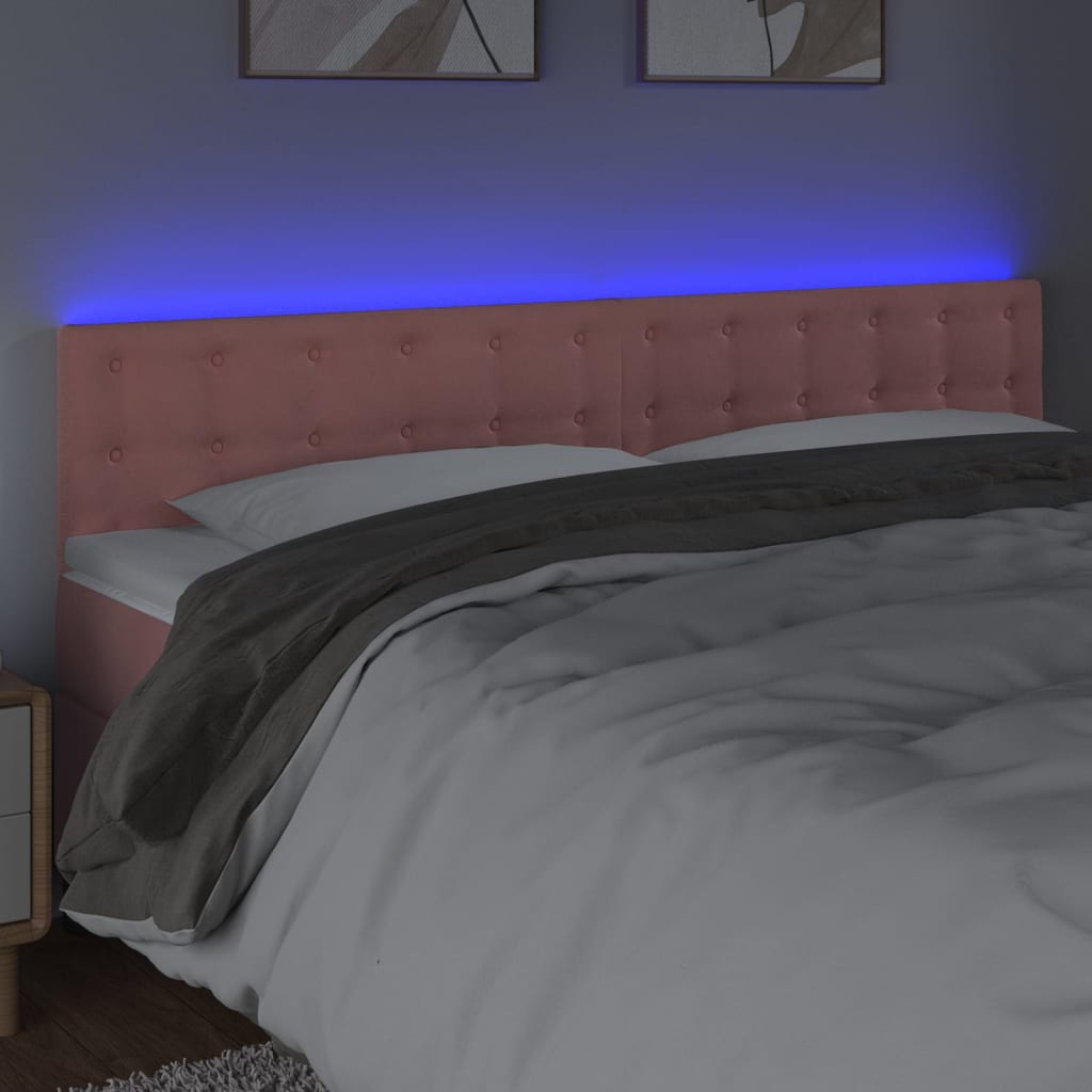 Testiera a LED Rosa 160x5x78/88 cm in Velluto | homemem39