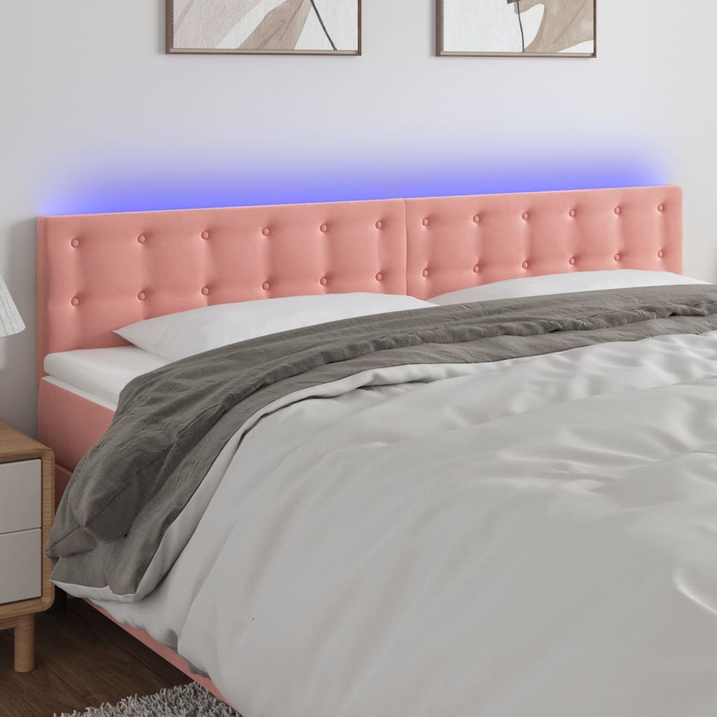 Testiera a LED Rosa 160x5x78/88 cm in Velluto | homemem39