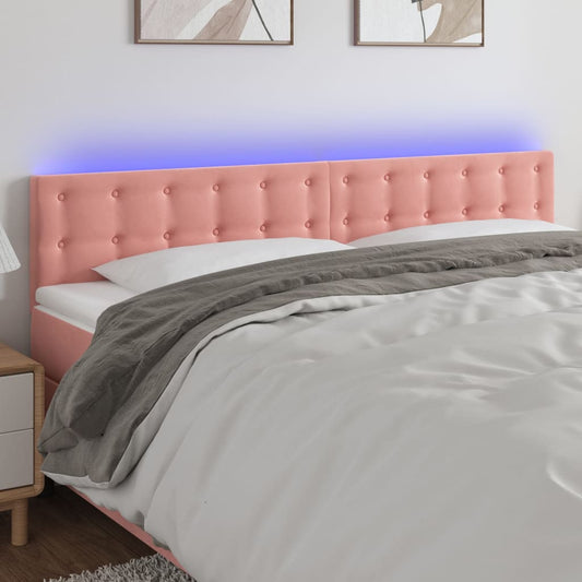 Testiera a LED Rosa 160x5x78/88 cm in Velluto | homemem39