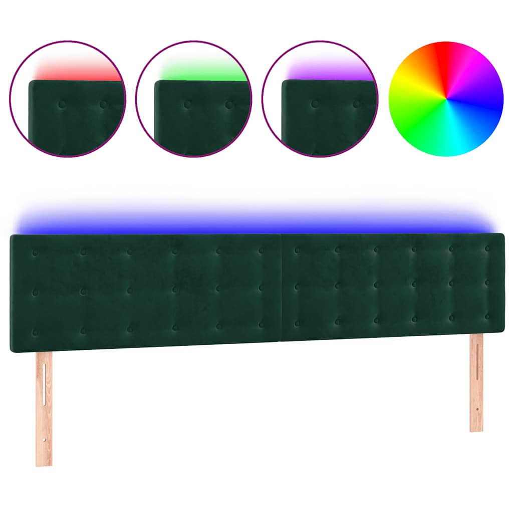 Testiera a LED Verde Scuro 180x5x78/88 cm in Velluto | homemem39
