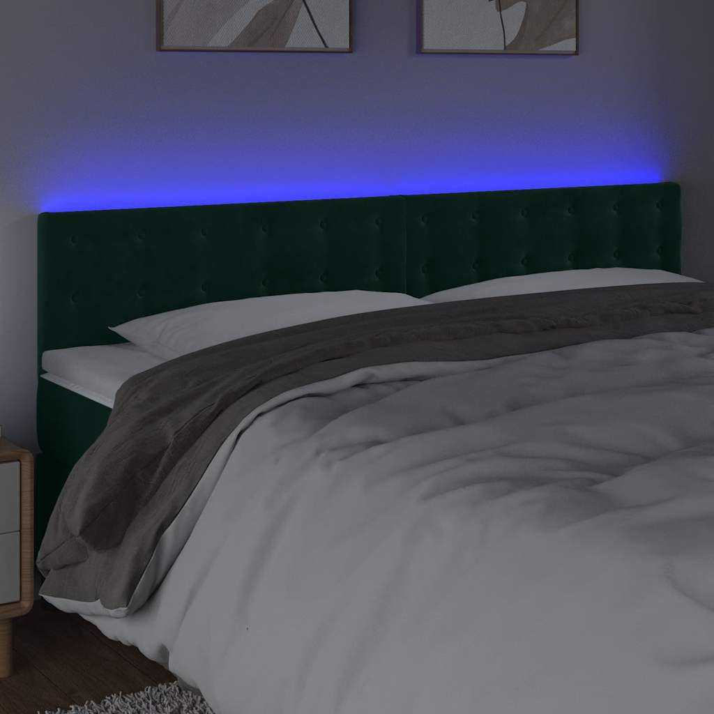 Testiera a LED Verde Scuro 200x5x78/88 cm in Velluto | homemem39