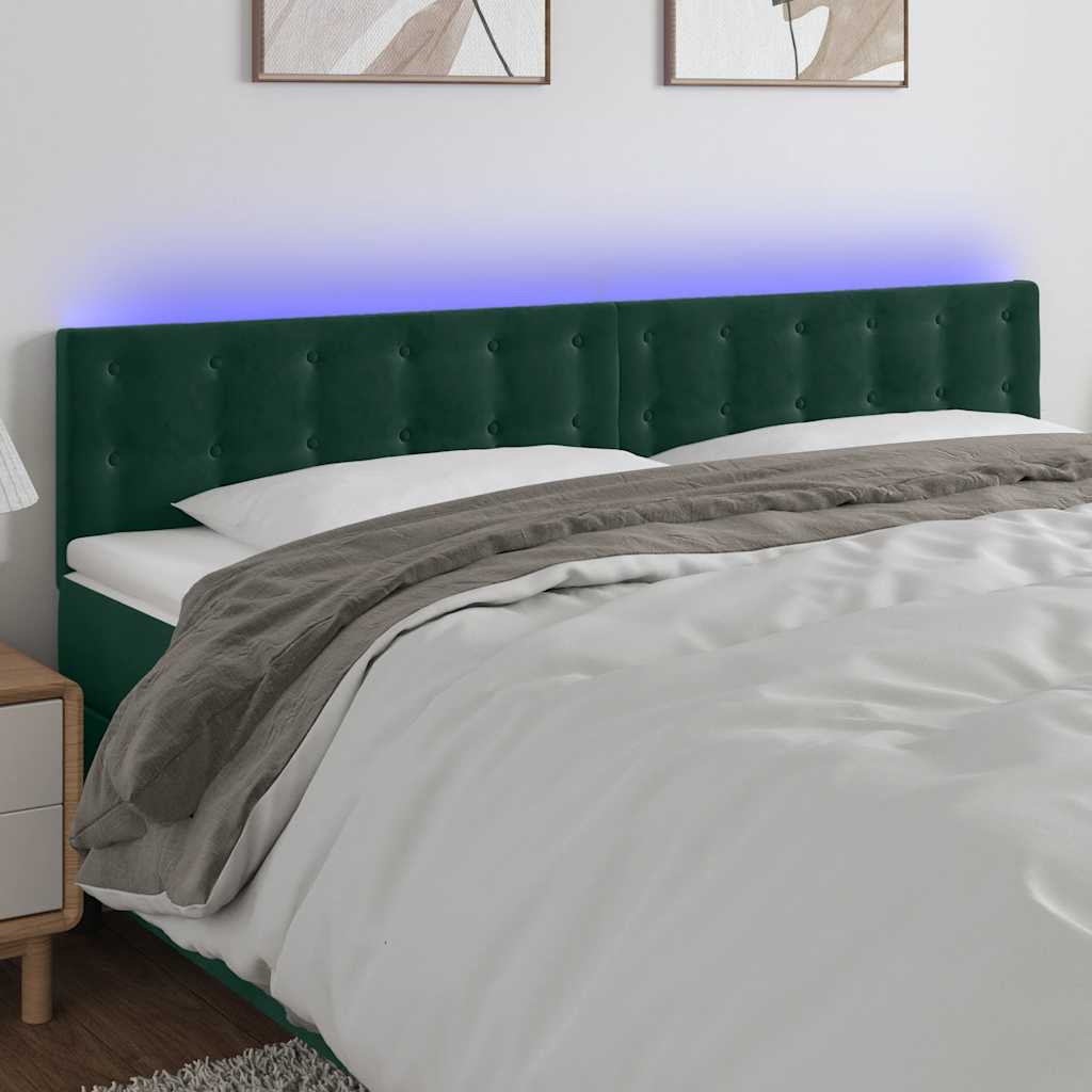 Testiera a LED Verde Scuro 200x5x78/88 cm in Velluto | homemem39