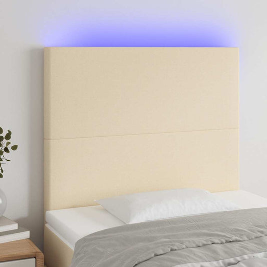Testiera a LED crema 90x5x118/128 cm in Tessuto