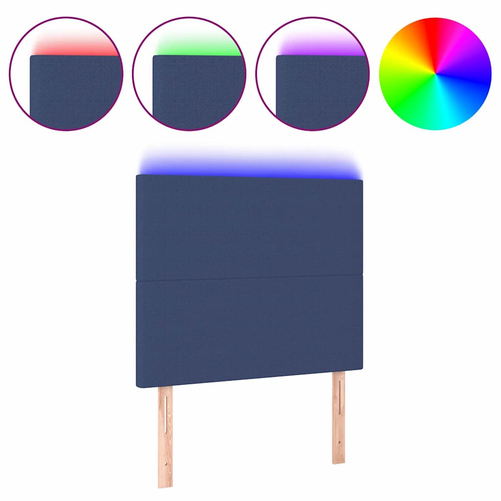 Testiera a LED Blu 90x5x118/128 cm in Tessuto