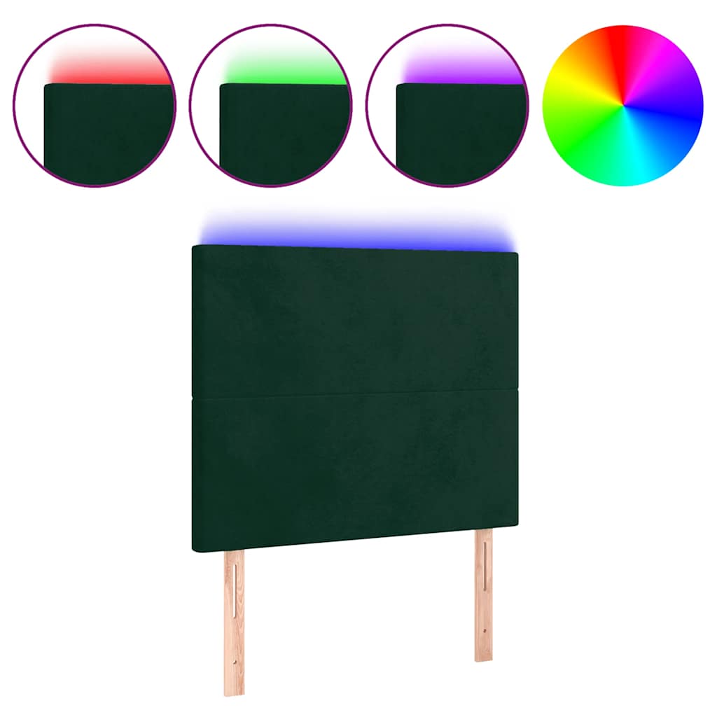 Testiera a LED verde Scuro 80x5x118/128 cm in Velluto | homemem39