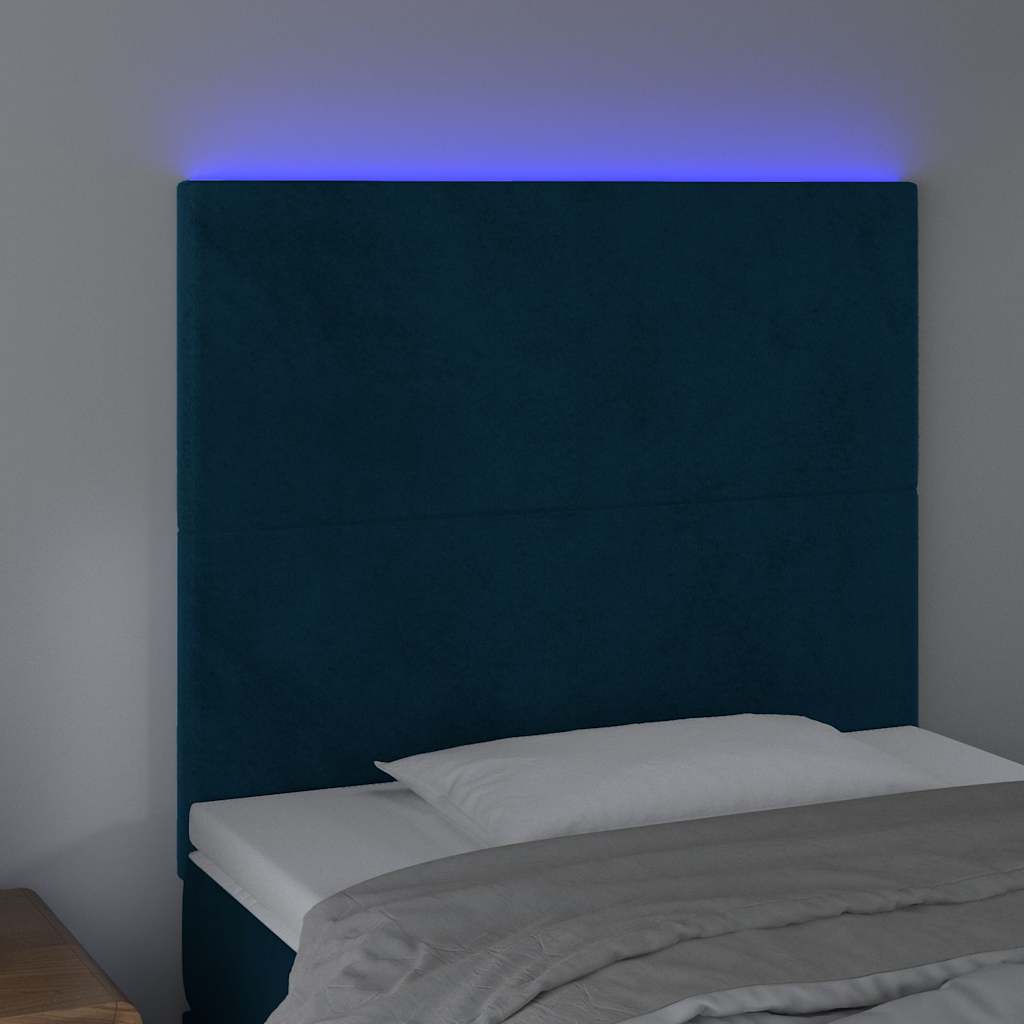 Testiera a LED Blu scuro 80x5x118/128 cm in Velluto