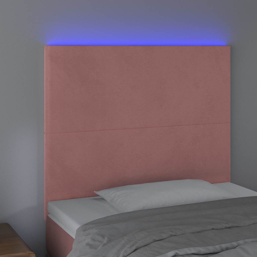 Testiera a LED Rosa 80x5x118/128 cm in Velluto