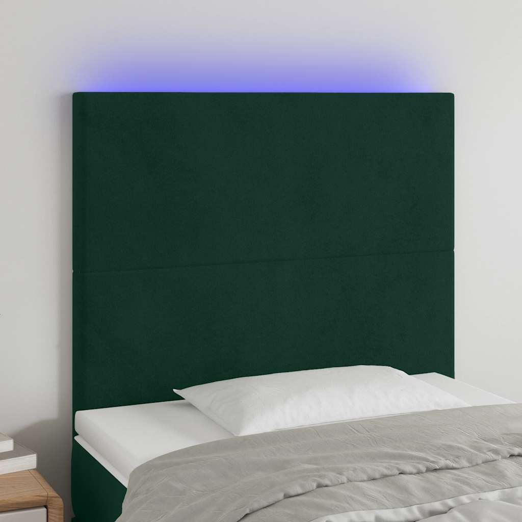 Testiera a LED Verde Scuro 90x5x118/128 cm in Velluto | homemem39