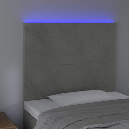 Testiera a LED Grigio Chiaro 100x5x118/128 cm in Velluto
