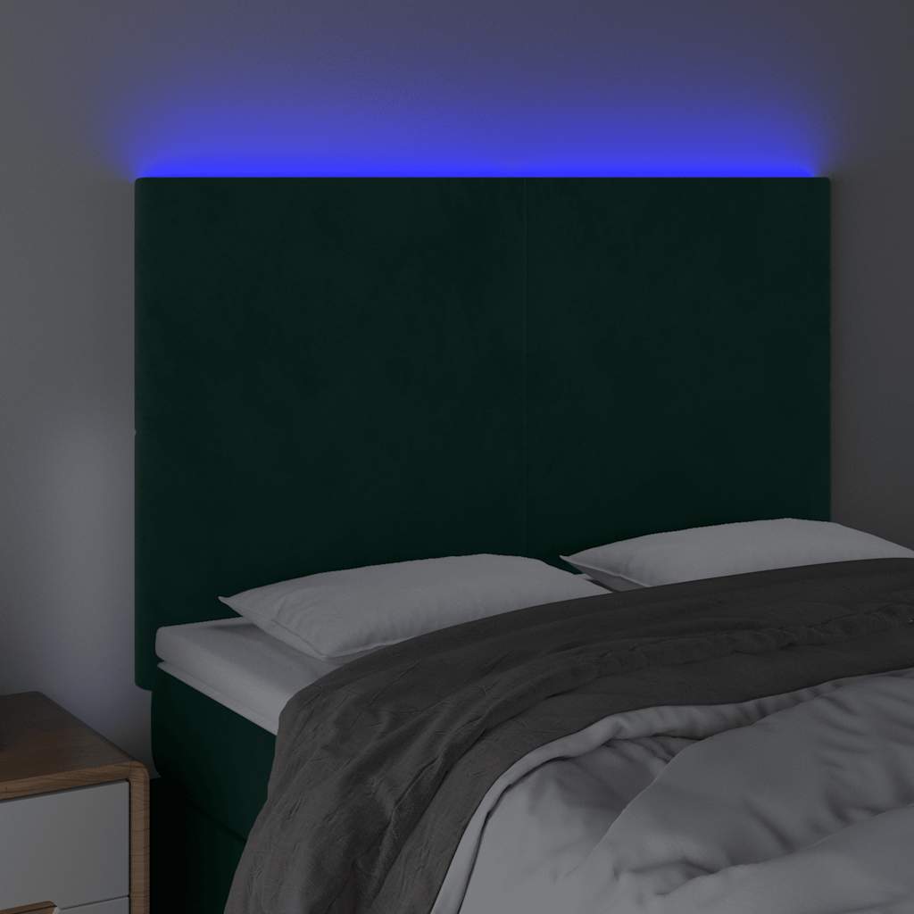 Testiera a LED Verde Scuro 144x5x118/128cm in Velluto | homemem39