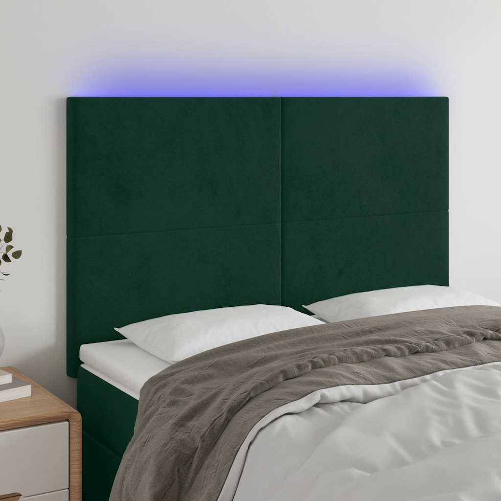 Testiera a LED Verde Scuro 144x5x118/128cm in Velluto | homemem39