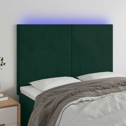 Testiera a LED Verde Scuro 144x5x118/128cm in Velluto | homemem39