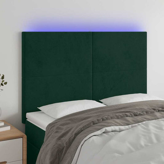 Testiera a LED Verde Scuro 144x5x118/128cm in Velluto | homemem39
