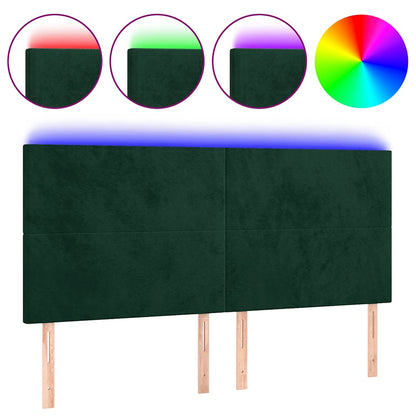 Testiera a LED Verde Scuro 160x5x118/128cm in Velluto | homemem39