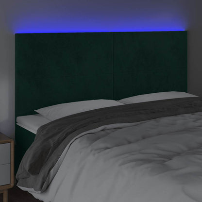 Testiera a LED Verde Scuro 160x5x118/128cm in Velluto | homemem39