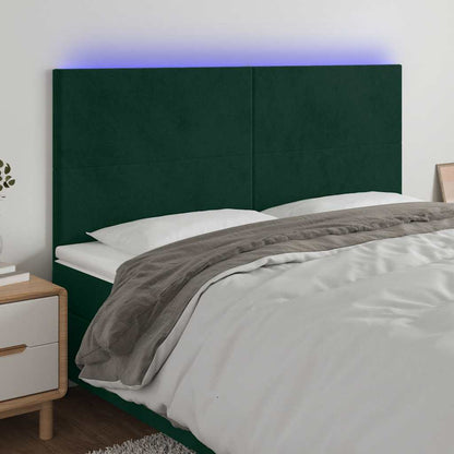 Testiera a LED Verde Scuro 160x5x118/128cm in Velluto | homemem39