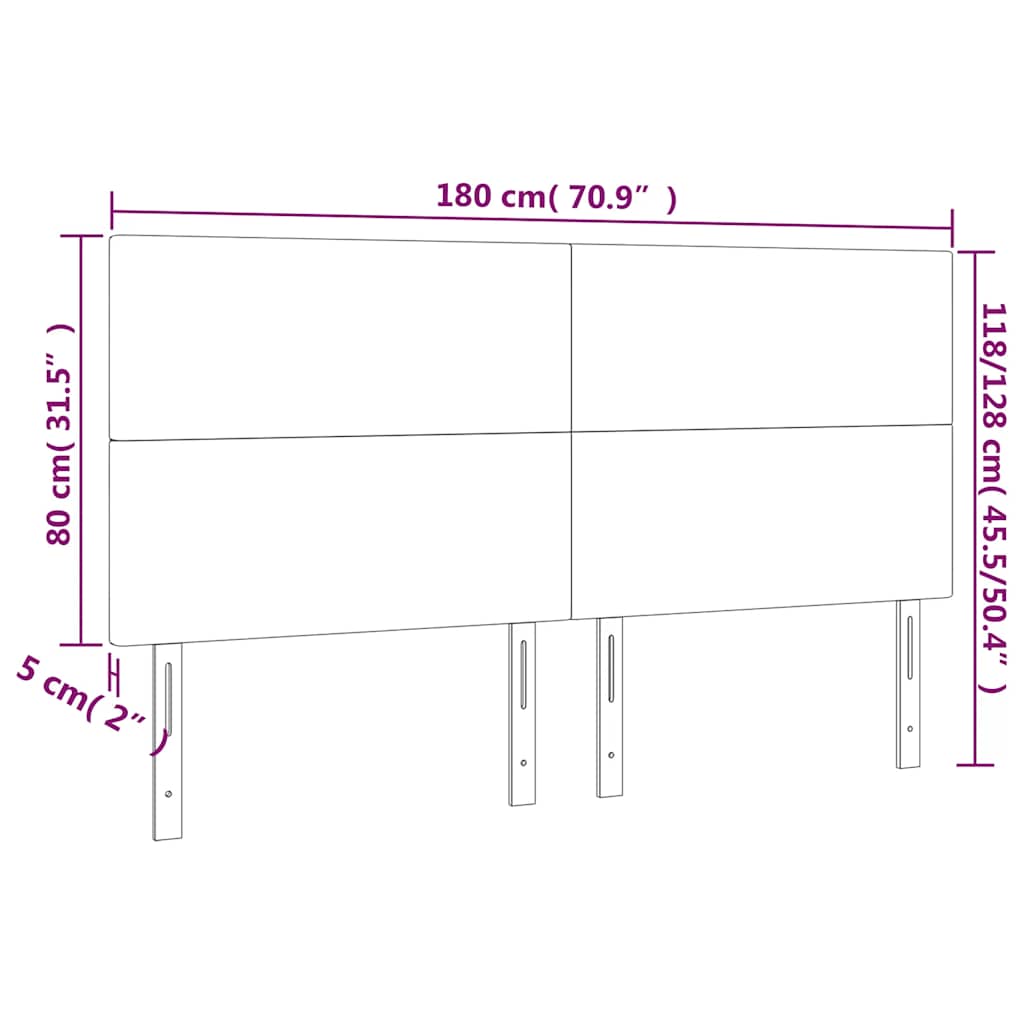 Testiera a LED Blu Scuro 180x5x118/128 cm in Velluto | homemem39
