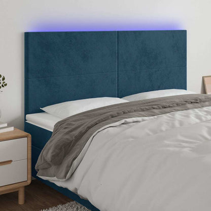 Testiera a LED Blu Scuro 180x5x118/128 cm in Velluto