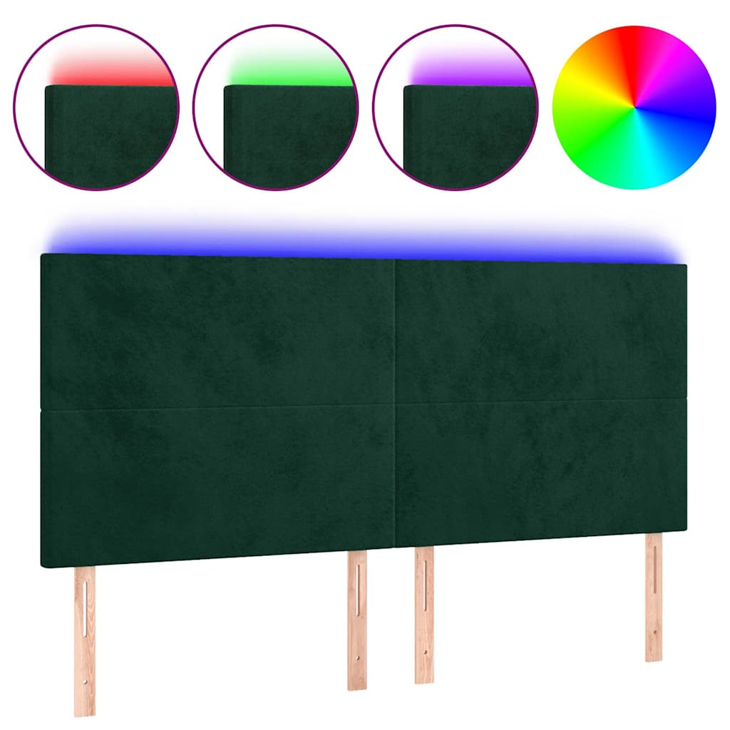 Testiera a LED Verde Scuro 200x5x118/128 cm in Velluto