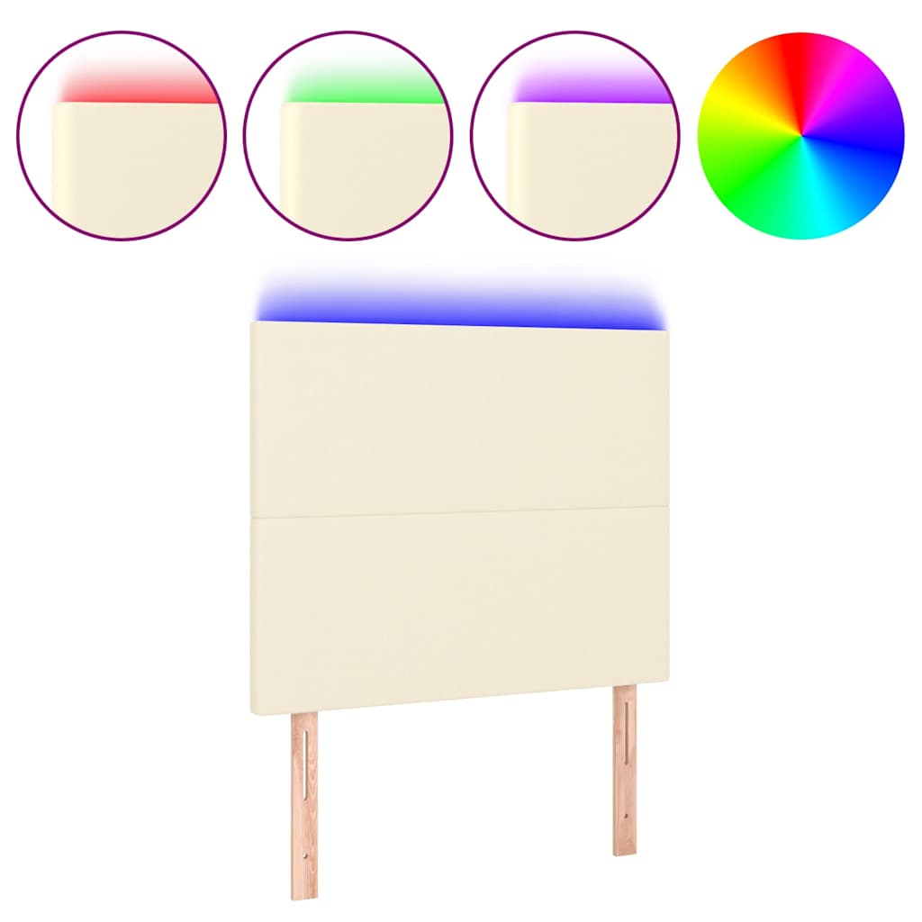 Testiera a LED Crema 80x5x118/128 cm in Similpelle