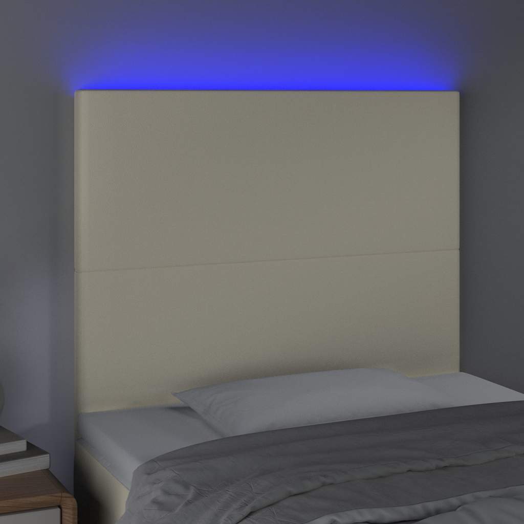 Testiera a LED Crema 80x5x118/128 cm in Similpelle