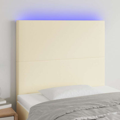 Testiera a LED Crema 80x5x118/128 cm in Similpelle