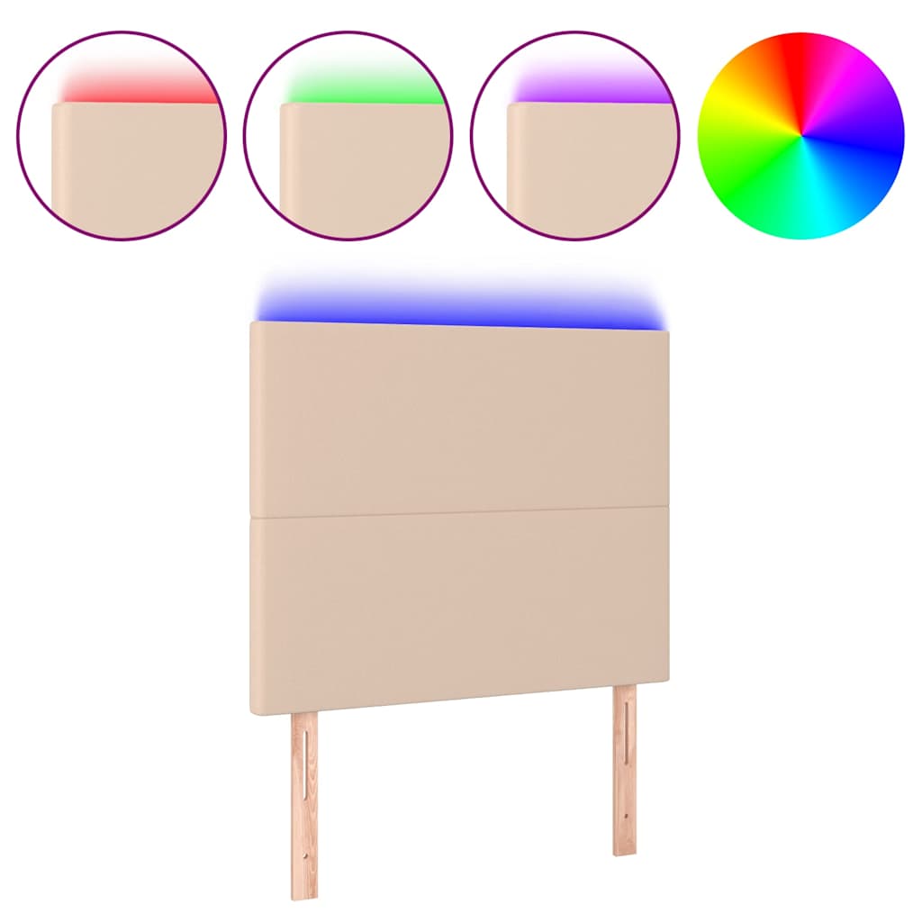 Testiera a LED Cappuccino /128 cm in Similpelle