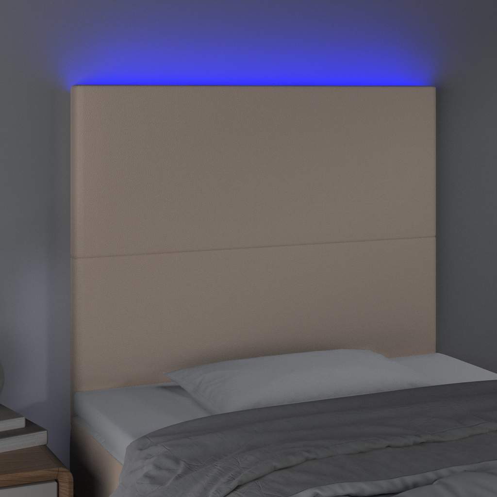 Testiera a LED Cappuccino /128 cm in Similpelle