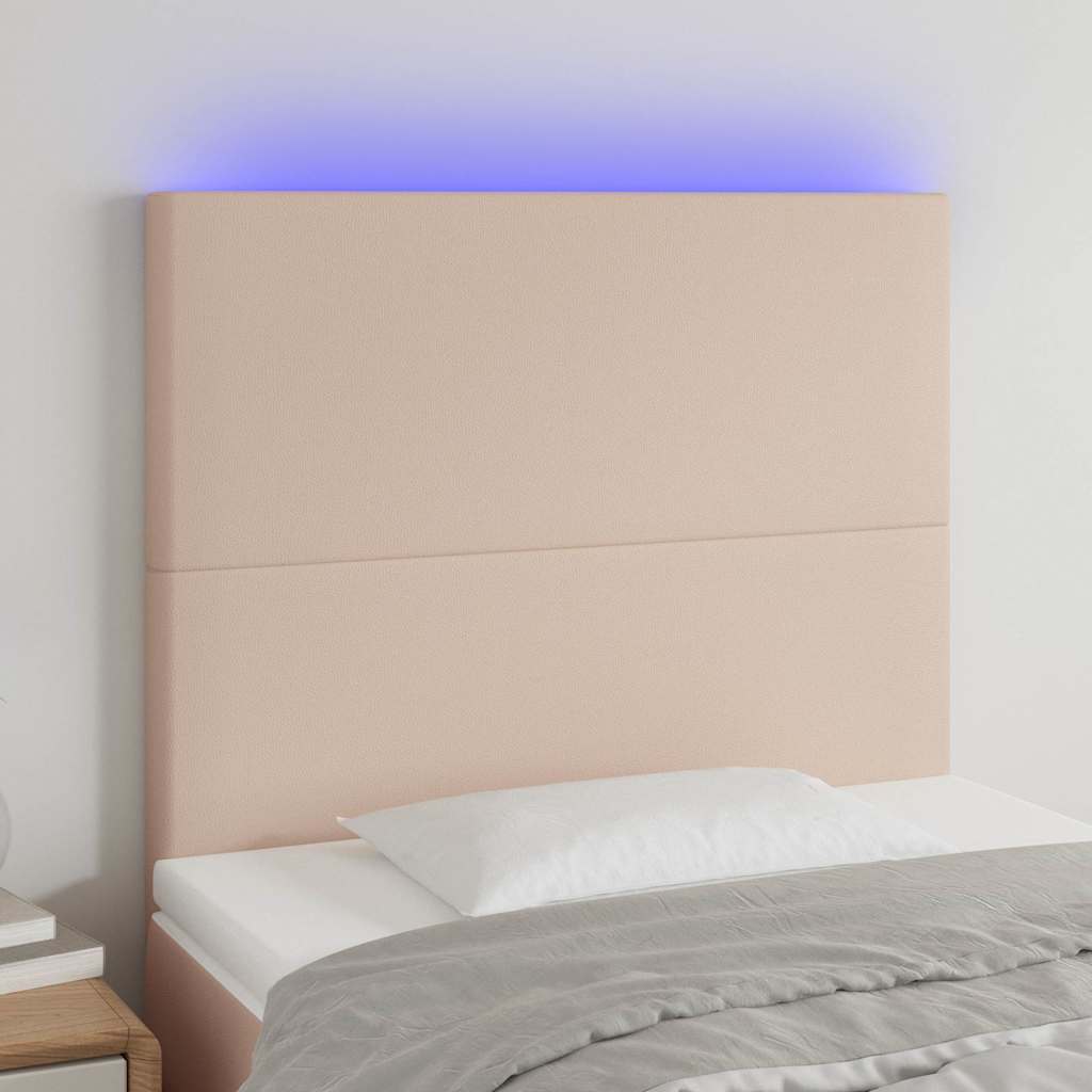 Testiera a LED Cappuccino /128 cm in Similpelle