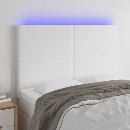 Testiera a LED Bianco 144x5x118/128 cm in Similpelle