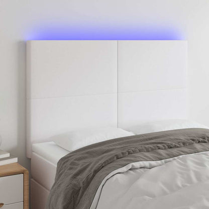 Testiera a LED Bianco 144x5x118/128 cm in Similpelle