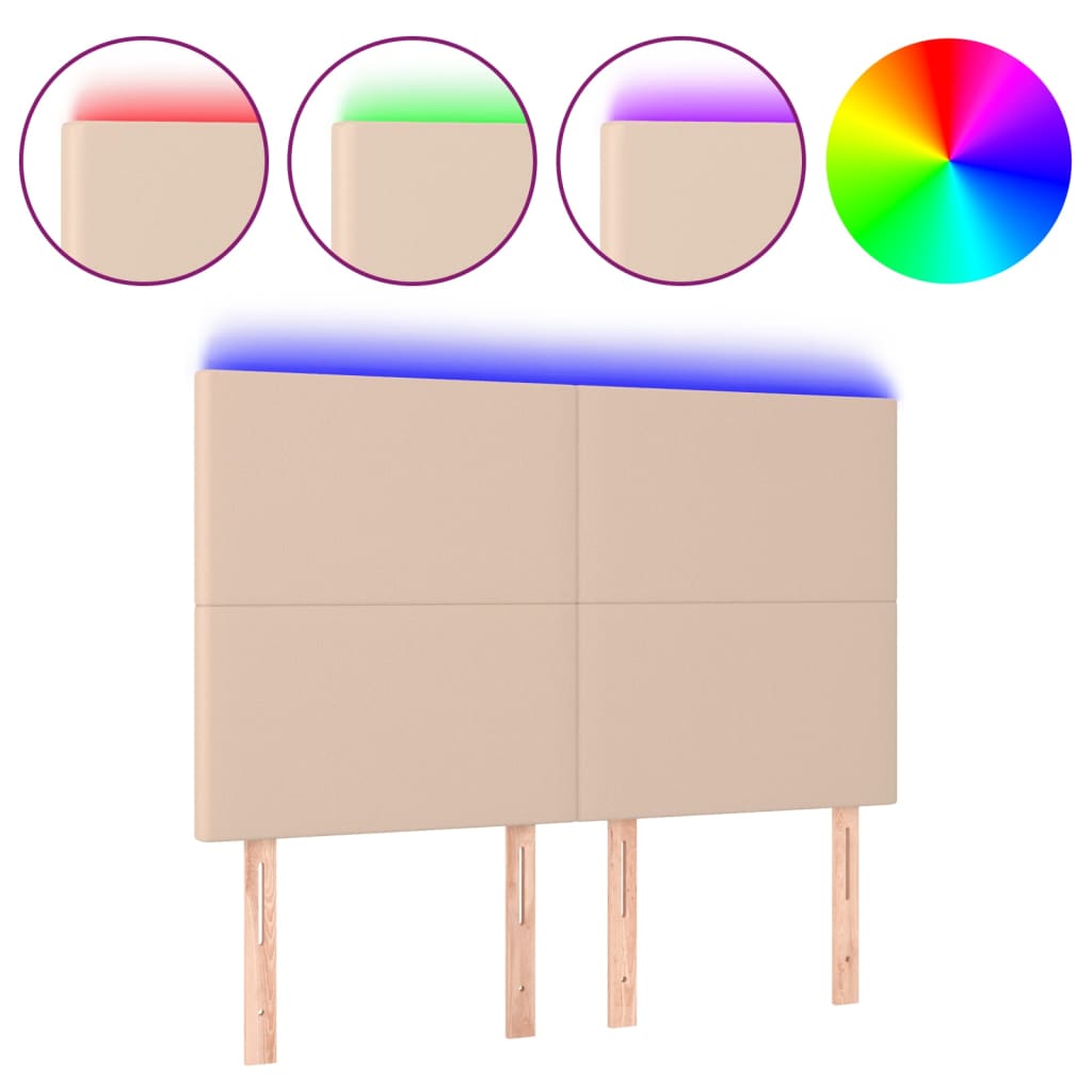 Testiera a LED cappuccino 144x5x118/128 cm in Similpelle | homemem39