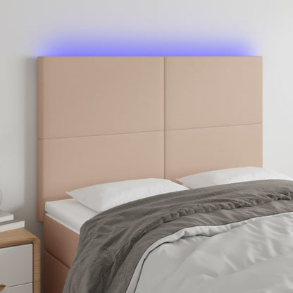Testiera a LED cappuccino 144x5x118/128 cm in Similpelle | homemem39
