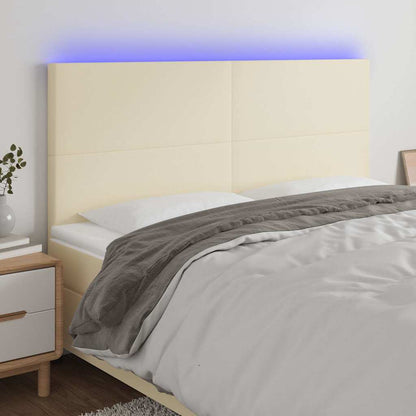 Testiera a LED Crema 160x5x118/128 cm in Similpelle