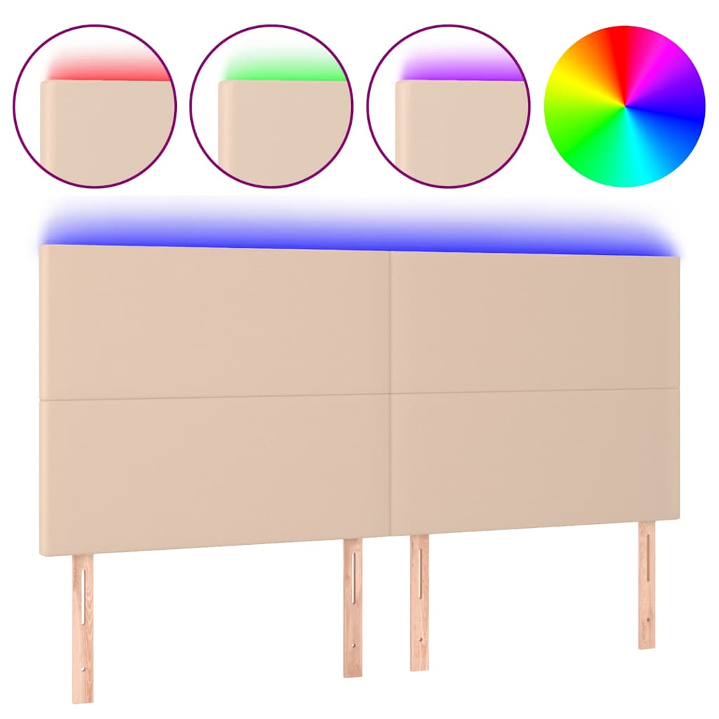 Testiera a LED Cappuccino /128 cm in Similpelle
