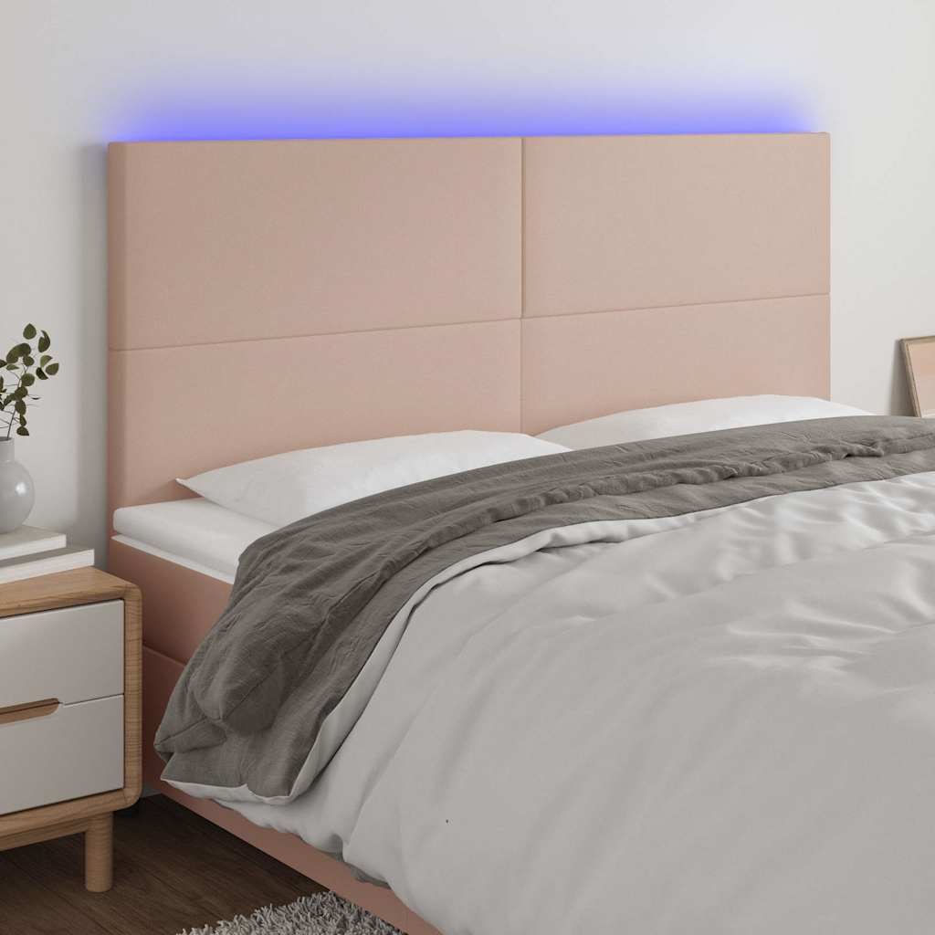 Testiera a LED Cappuccino /128 cm in Similpelle