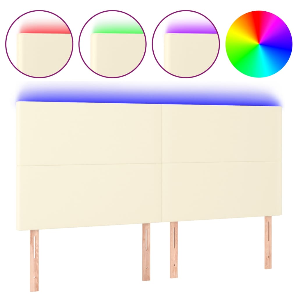 Testiera a LED Crema 200x5x118/128 cm in Similpelle | homemem39