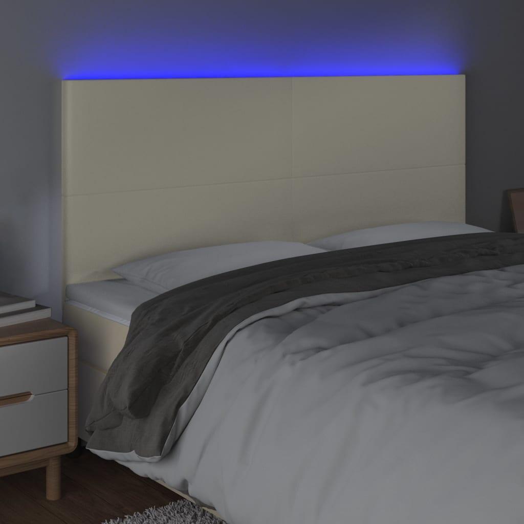 Testiera a LED Crema 200x5x118/128 cm in Similpelle | homemem39
