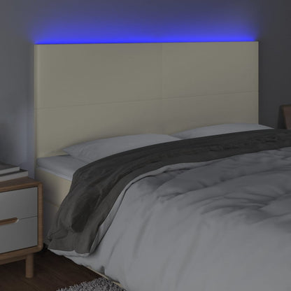 Testiera a LED Crema 200x5x118/128 cm in Similpelle | homemem39