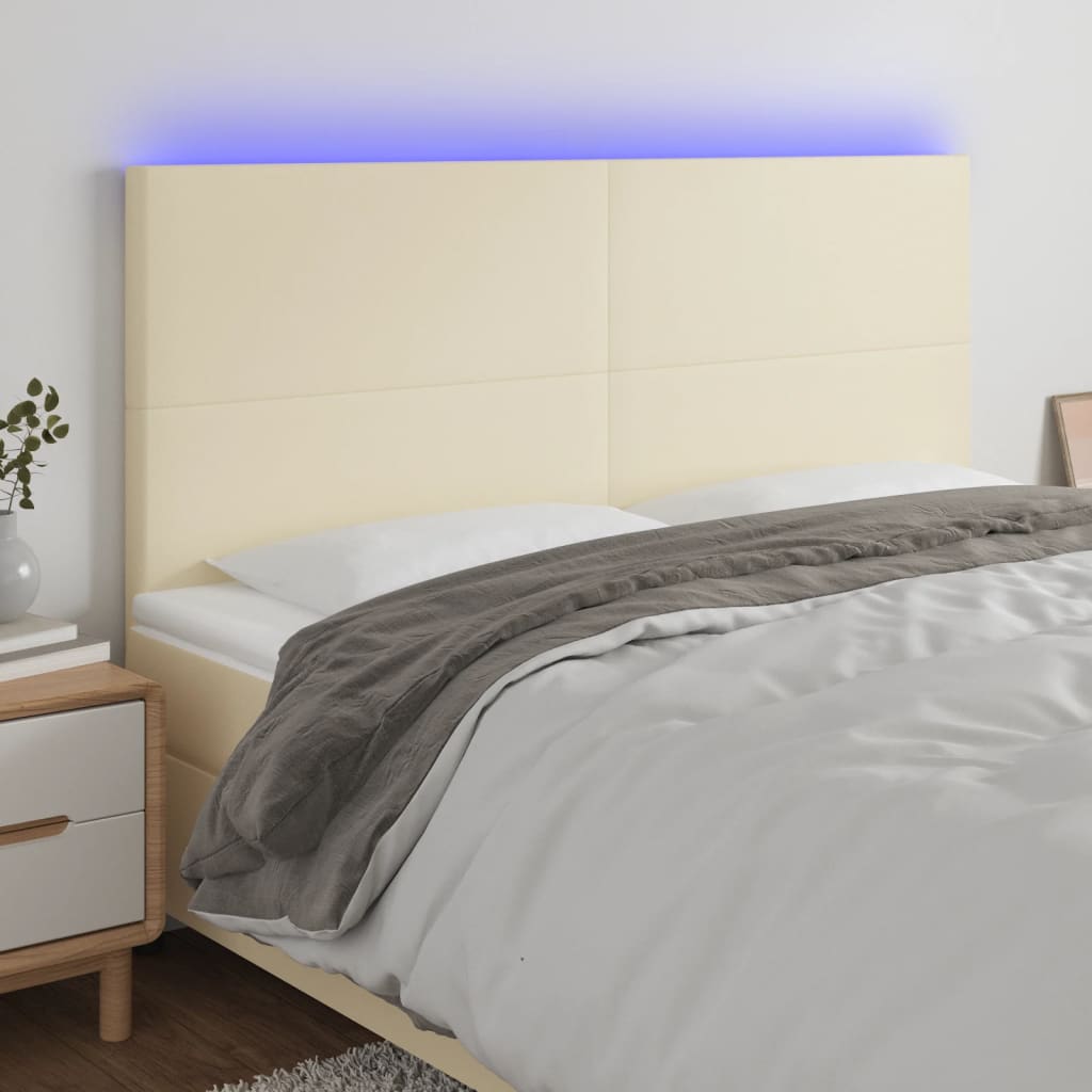 Testiera a LED Crema 200x5x118/128 cm in Similpelle | homemem39