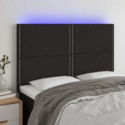 Testiera a LED Nera 144x5x118/128 cm in Tessuto