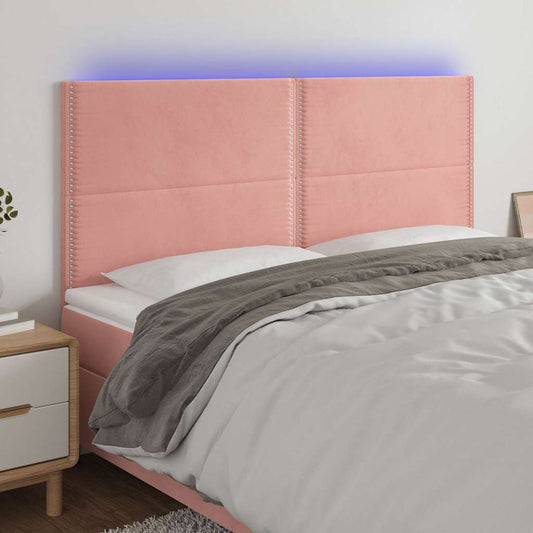 Testiera a LED Rosa 160x5x118/128 cm in Velluto